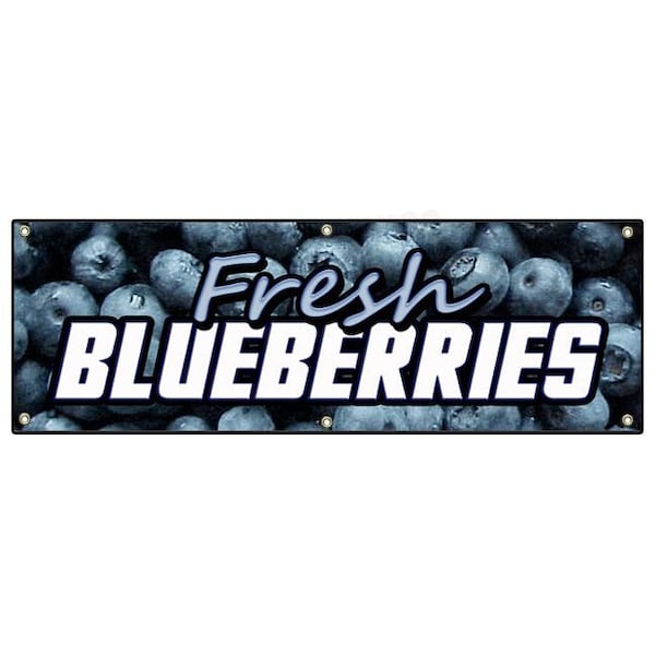 Signmission FRESH BLUEBERRIES BANNER SIGN fruit stand cart new B-72 Fresh Blue Berries - main